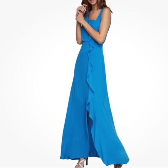 BCBGMaxAzria Maxi Dress Women 10 French Blue Asymmetric Neck Sleeveless NWT!! - Picture 3 of 16